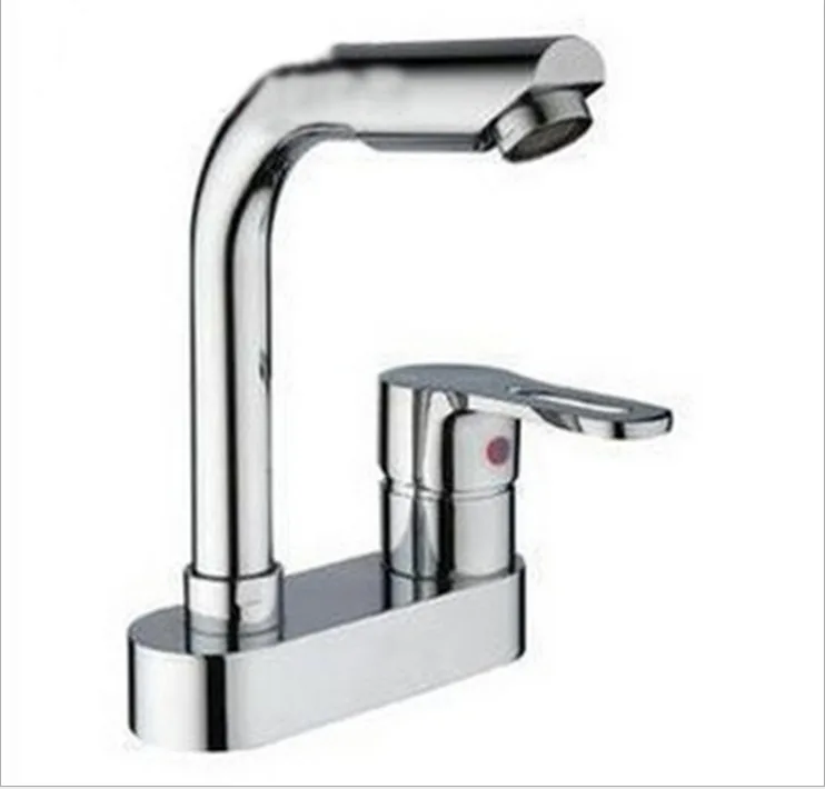 

Single Handle Duble Hole Kitchen Faucet Polished Aluminum Alloy Basin Faucet 360 Rotating Chrome Mixer Tap Hot Cold Deck Mounted