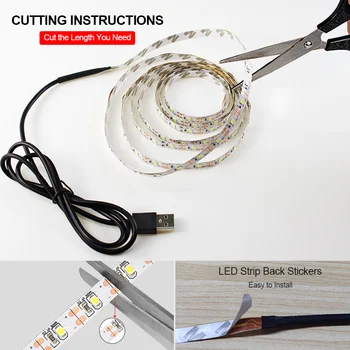 DC5V USB LED Strip Light WhiteWarm White 3528 SMD Led Light Strip Waterproof For Closet Stairs Kitchen Cabinet Bias Backlight