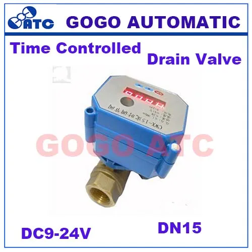 CWX-15N 1/" bsp 2 way латунный Мини моторизованный электрический шаровой клапан для воздушного компрессора регулируемое время устройство для слива, DC9-24V