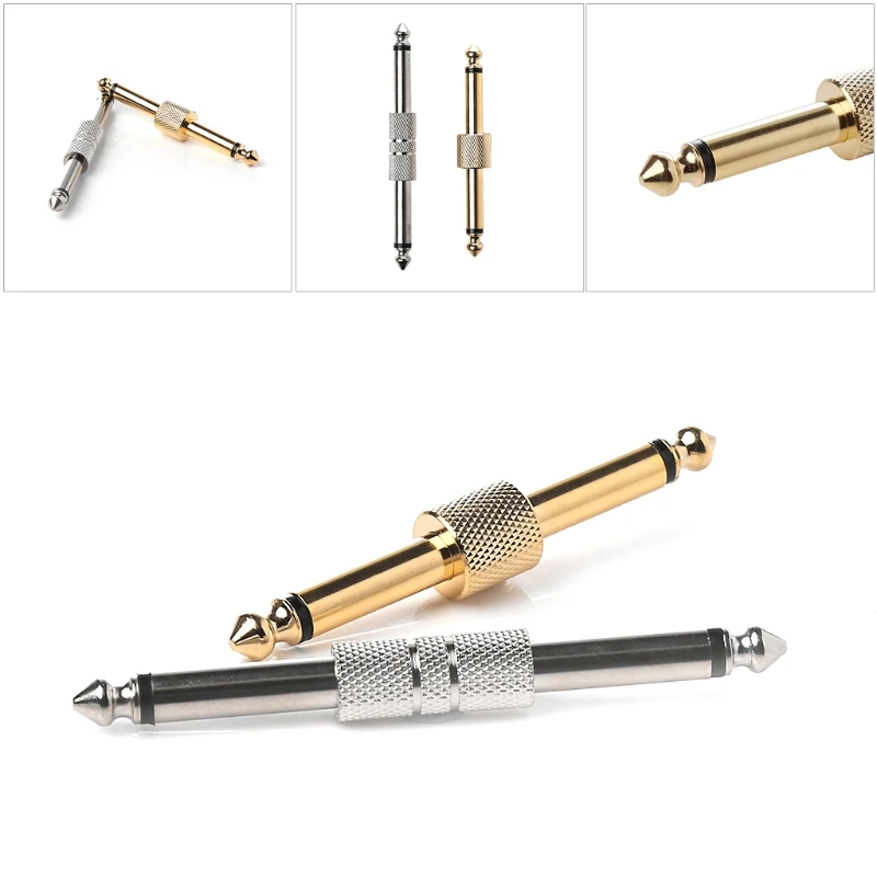 1pc 1/4 inch 6.35mm Guitar Pedal Connector Male To Male Plug Audio Adapter Electric Interface Pedal Accessories