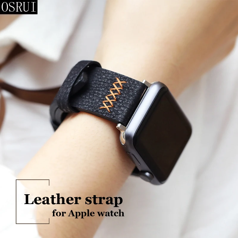 Ремешок для Apple watch 4 кожаный ремешок 42 мм 38 мм correa iwatch 44 мм 40 мм серия 4 3 2 Автомобильная линия для Apple watch band