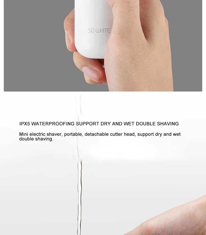 Xiaomi, белая электробритва, мини, портативная, для сухого и влажного двойного бритья, для глубокого очищения тела, триммер для мужчин, беспроводная электробритва