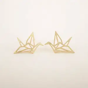 Acero inoxidable origami grulla pájaro brazalete pulsera pájaro Bird Crane minimal plata