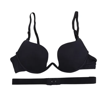 

Women Low Cut Sexy Bra Ladies Push Up Bra Backless Invisible Halter Convertible Seamless Bra Deep U Plunge Shaped Bras