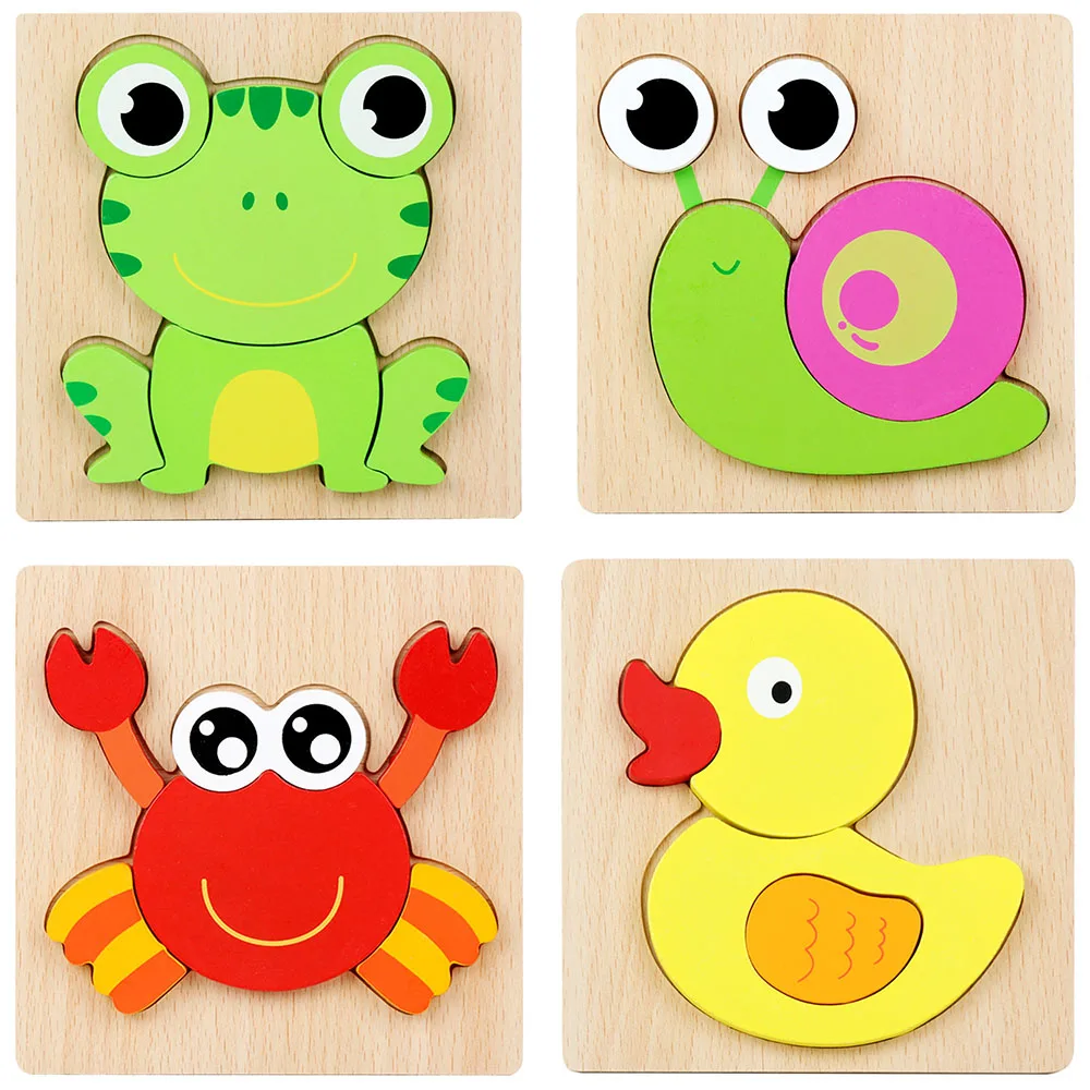 

Wooden Montessori Materials Clever Board Educational Wooden Toys For Children Forg 3D Puzzles for Toddlers Baby Duck Toy