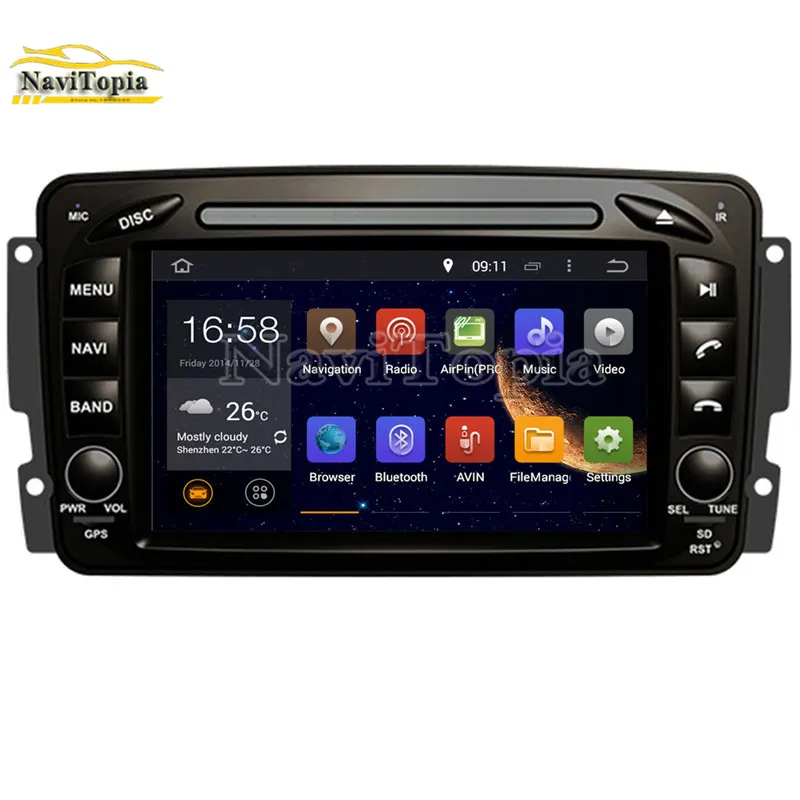 Excellent NAVITOPIA 4G RAM 64G ROM PX6 Six Core Android 9.0 Car DVD for W170/CLK-C209 W209 1998-2005/CLK-C208 W208 1996-2008/W163 1