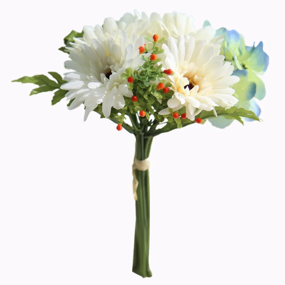 

LINMAN 10 Bouquets cute silk daisy artificial decorative flower wedding flower bouquet home room table decoration free shipping