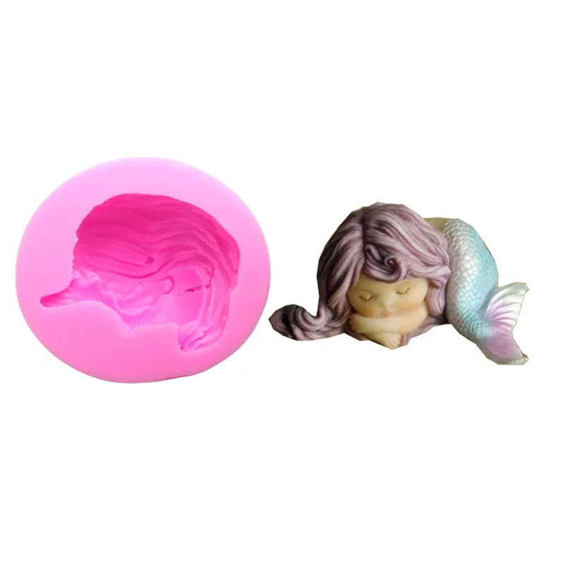 

TILLWELL1141 Cute Baby Mermaid Silicone Mold 3D Craft Soap Resin Clay Mould Wedding Birthday Fondant Cake Decorating Candy Choco