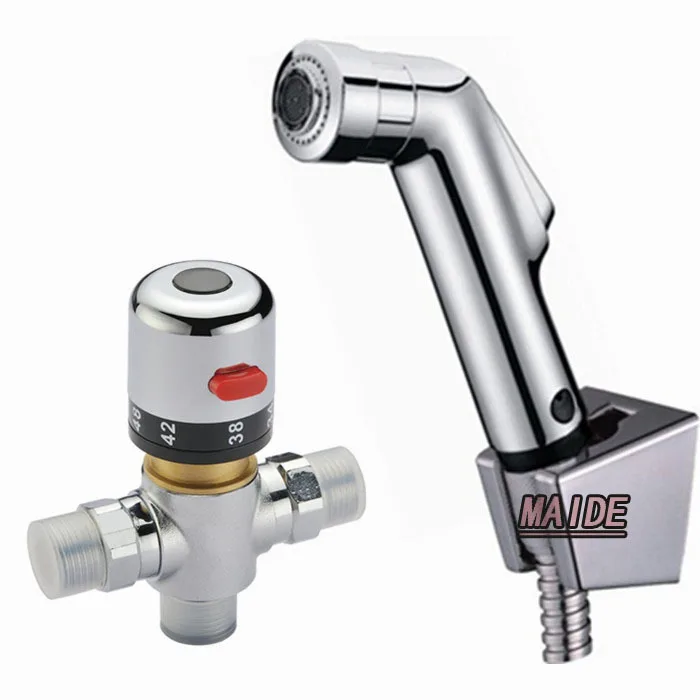 Thermostatic Mixer Valve Hand held Spray Shower Set Shattaf Bidet