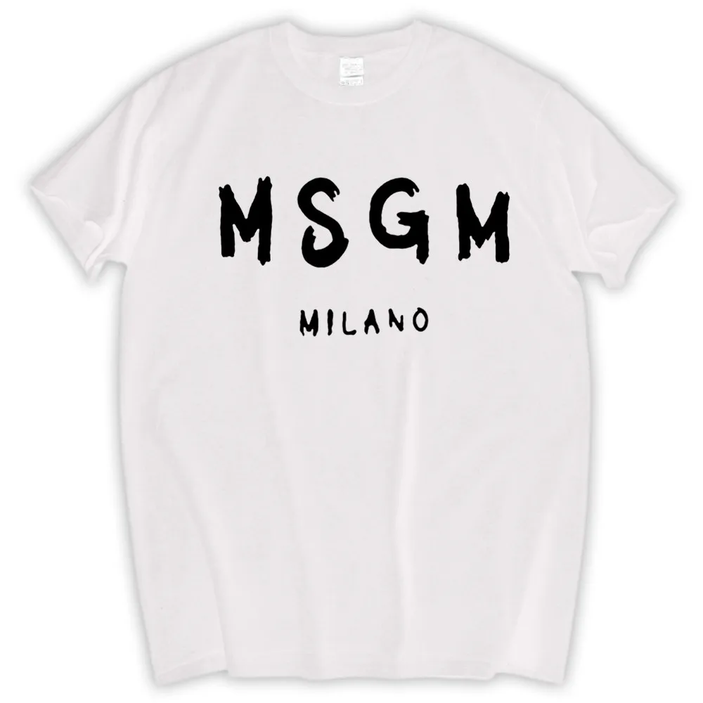 Мужская футболка MSGM, летняя брендовая футболка shubuzbi с буквенным принтом, хлопковая белая серая футболка с круглым вырезом, Прямая поставка sbz5105 - Цвет: white