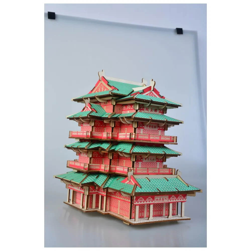 DIY деревянные пазлы Игрушки 3D игрушки родитель-ребенок интерактивная игра Развивающие игрушки для детей павильон принца Тенга поделки модель