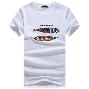 

two Fish Men's Summer t-shirts Male printed Goldfish short-sleeved Cotton Tops Hip Pop Man Tshirt Plus Size S-6X