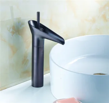 

Waterfall Bathroom Sink Vessel Faucet Oil Rubbed Bronze One Hole Basin Mixer Tap