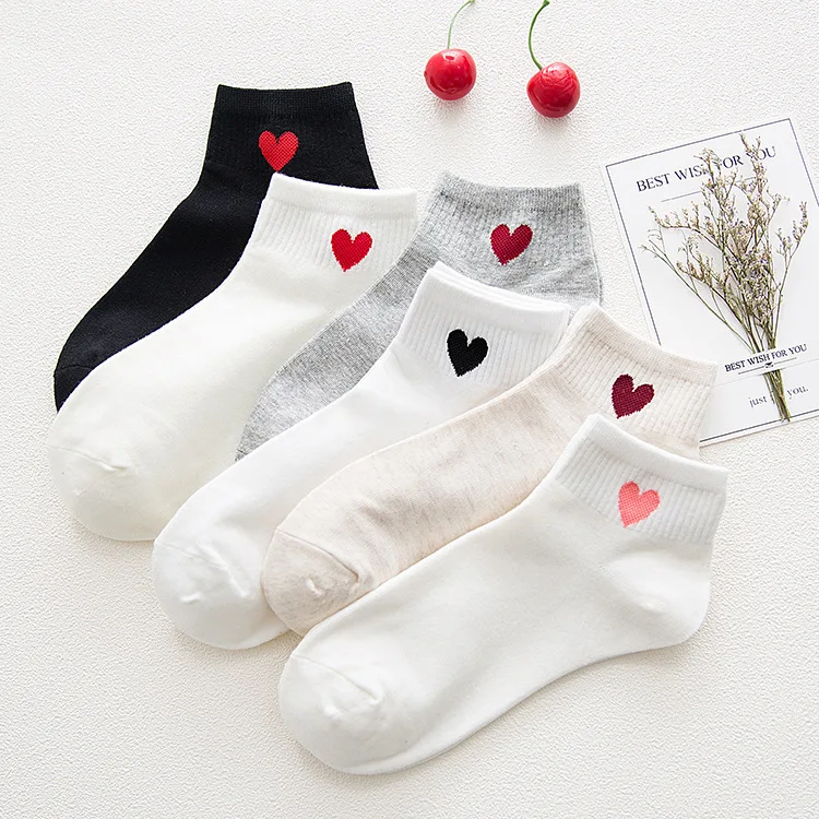 

2019 Spring, summer and autumn, cute, love, cotton, women's socks, personality, wild, candy, summer, thin, women's boat socks