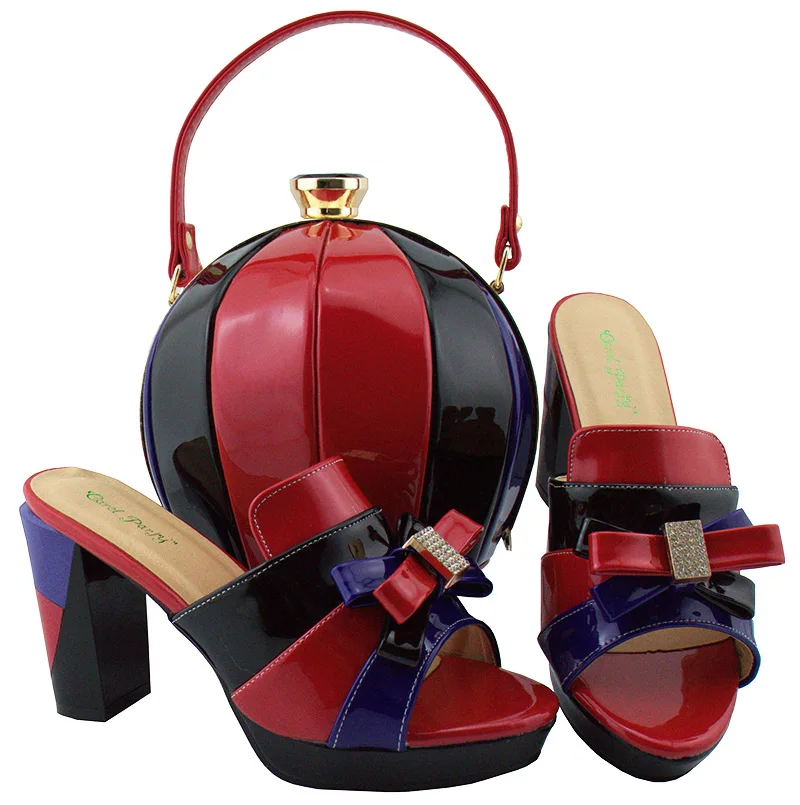 

Size 38-42 african aso ebi party shoes women slippers to match specail roll clutches bag red shoes and bag matching set SB8142-4