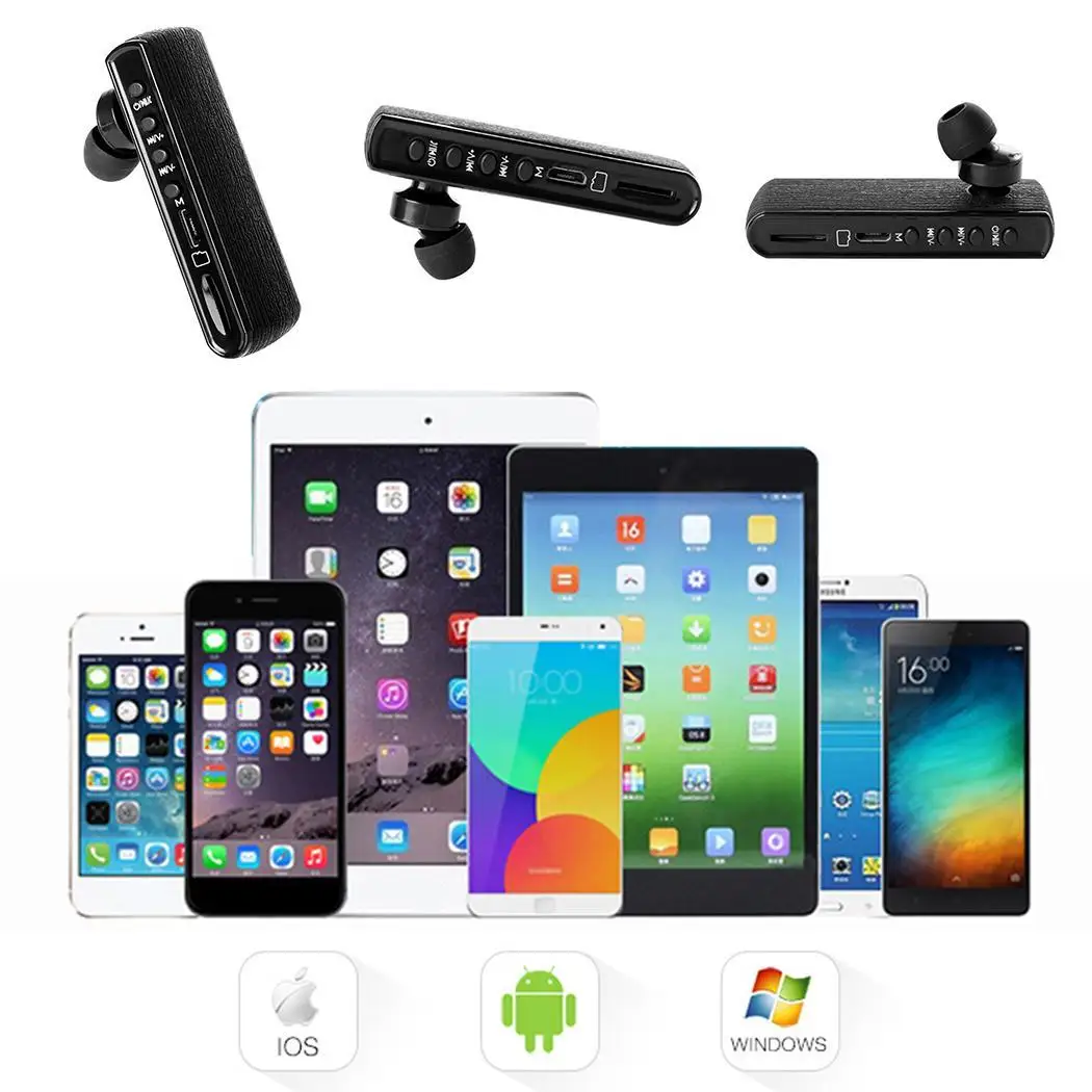 

Sound Recording Bluetooth Earphone In-Ear Pluggable Card Business Call Earpiece Wireless Music Earbud Phone Generic TWS Headset