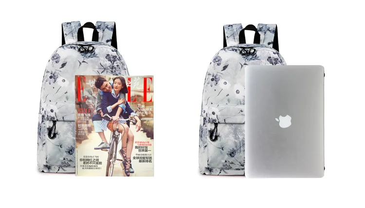 WINNER Women Backpack Chinese Ink And Wash Painting Lotus Flower Backpack Teenage Girls School Bag Travel Mochila Escolar (2)