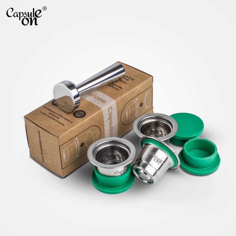  capsulone Refillable Reusable Stainless Steel Coffee Capsulas Compatible with Nespresso Machines Ma