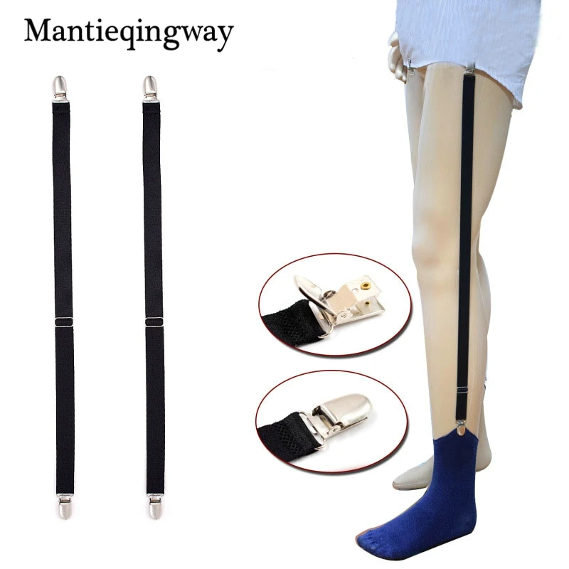 Mantieqingway Mens Adjustable Elastic Shirt Stays Garter Straps Black