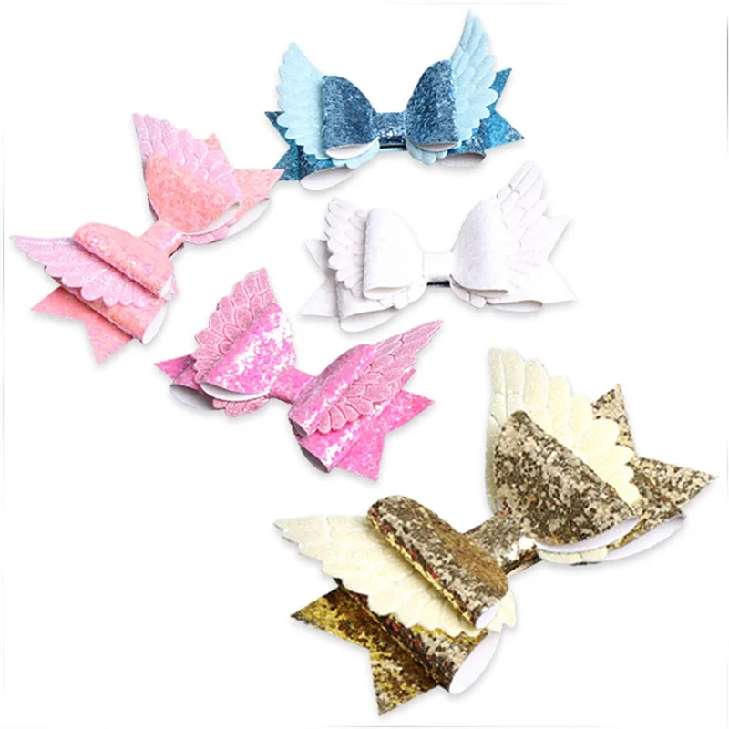 

10 pcs/lot Angel Wings Glitter Hair Bow Clips Girls Hair Accessories Birthday Party Gift Princess Party Headdress Queenbaby