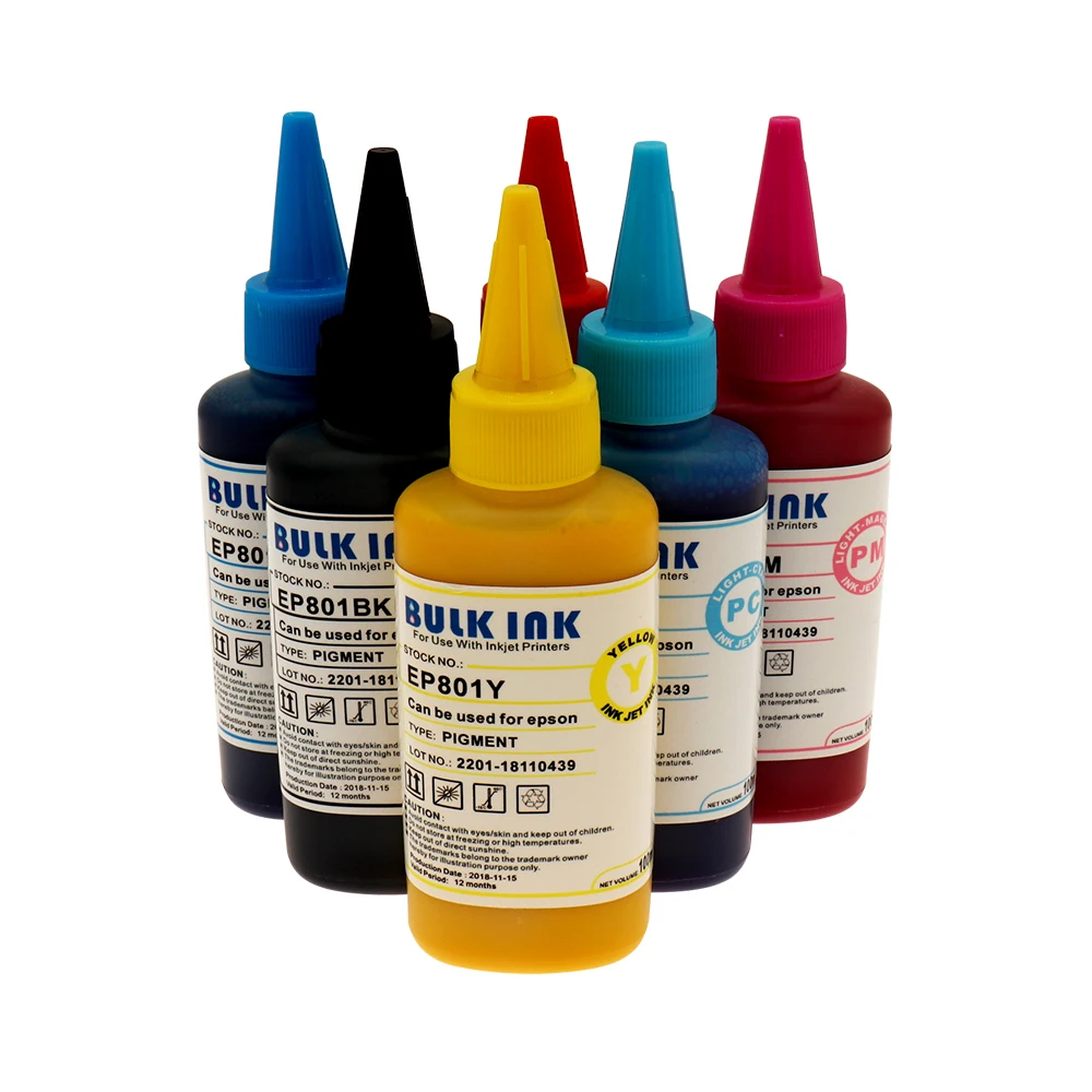 Пигментные чернила для Epson XP750 XP850 XP950 XP860 XP55 XP760 XP960 6 бутылок пигментные X960 X750