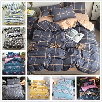 

Stripe Plaid Concise Fitted Sheet Duvet Cover Pillow Slip 3/4 pcs Bedding Sets Kids Single Twin Full Queen King Size Quilt Case