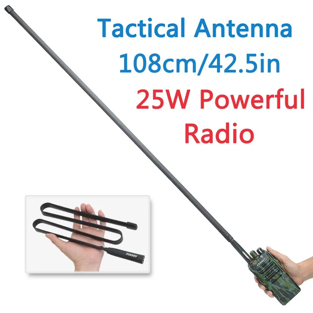 Abbree AR-25W 25 Вт высокомощная рация UHF 400-480 МГц 10 км радиус действия радио 4000 мАч батарея+ Складная тактическая антенна CS