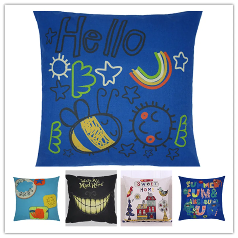 5 видов стилей милая мультяшная Подушка с цитатой чехол для дома наволочка из