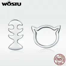 WOSTU Серебро 925 пробы любовь кота серьги гвоздики для женщин S925 ювелирные изделия подарок Brincos DXE128