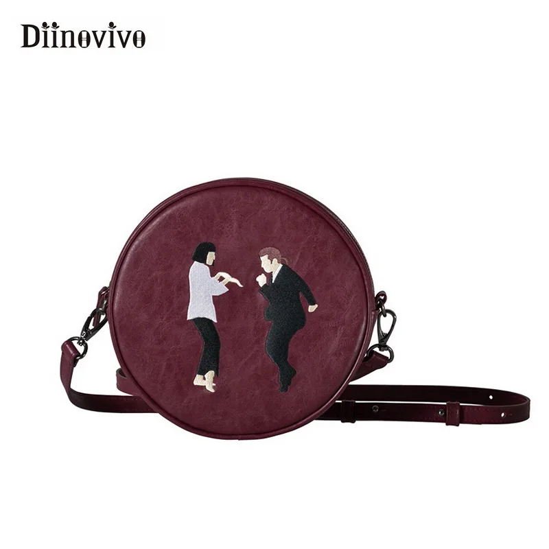 

DIINOVIVO Circular PU Messenger Bags for Girls Original Designed In 2styles Party Women Bag Shoulder Designer Handbags WHDV0745