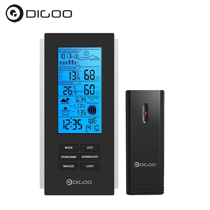 Digoo DG-TH6699 Температура Сенсор Беспроводной Метеостанция Барометр Прогноз термометр USB открытый Умные датчики часы