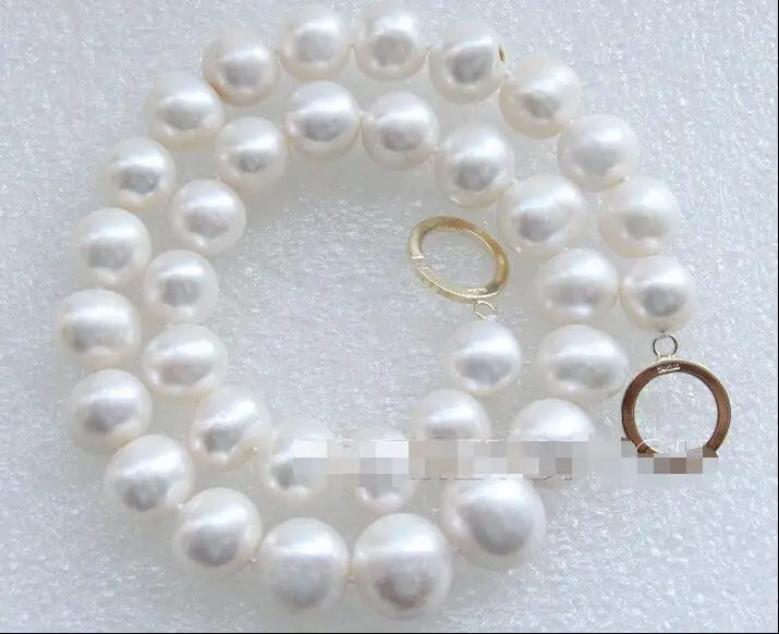 

Free shipping hot sale Women Bridal Wedding Jewelry >>WOW 12mm Natural real white freshwater pearls necklace E2161