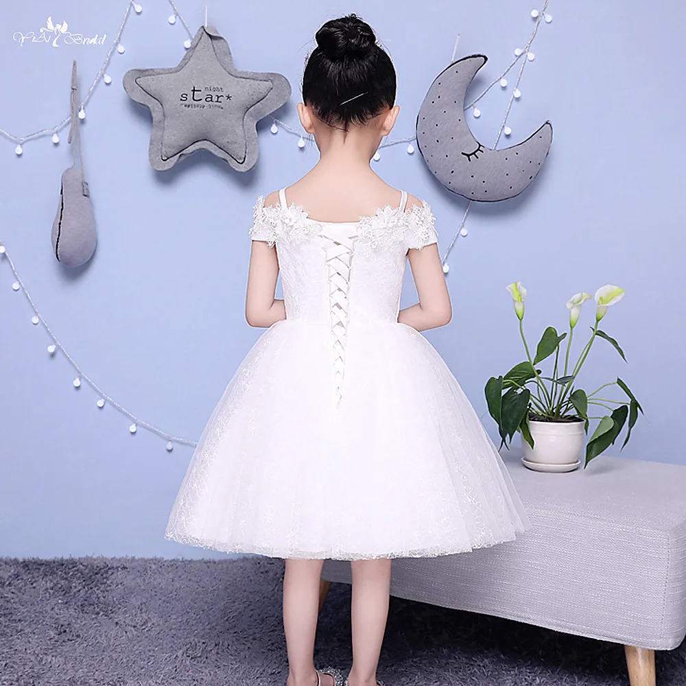 FG63 реальные фотографии Yiaibridal c оголенными плечами с короткими рукавами и кружевами причастие платье принцессы