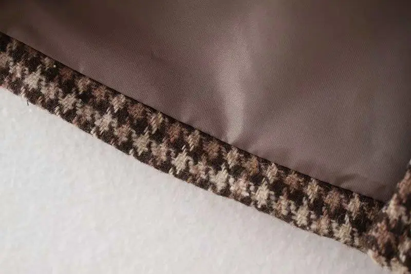 2018 осенне зимнее корейское Новое тонкое теплое шерстяное пальто woam houndstooth