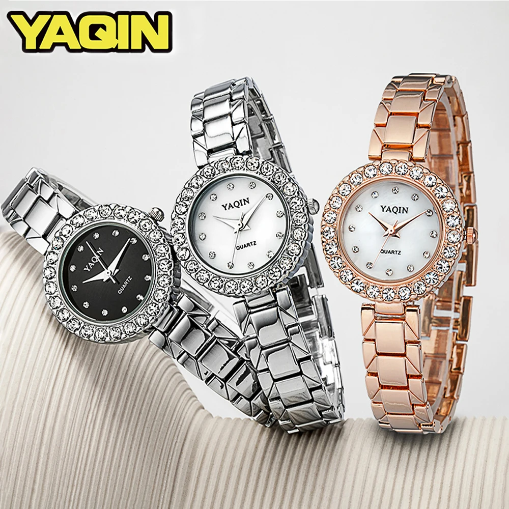 

YAQIN Women's Rhinestone Luxury Bracelet Quartz Watches Fashion Casual Diamond Watch for Ladies Relogio Feminino