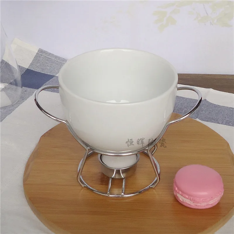 Керамика фондю сыр Ножи теплые шоколад горшок на металлической подставке