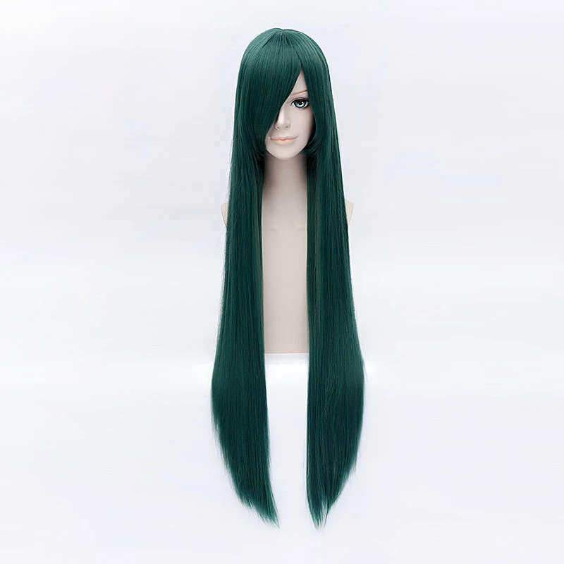100 см длинные темно-зеленые Сейлор Мун Сейлор Плуто Meiou Setsuna косплей парик со съемным пучком синтетические волосы парики+ парик колпачок - Цвет: Without Bun