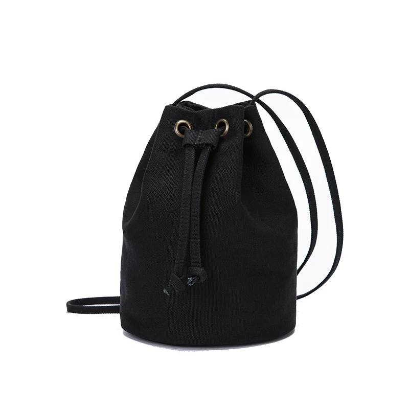Женская мини-сумка-мешок Smal, Холщовая Сумка через плечо, простой стиль, сумка на плечо 21*16 см - Цвет: Black