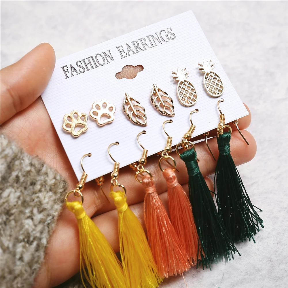 17KM 6 Bohemian Earring Long Tassel Drop Earrings Set For Women Girl 2019 Fashion Geometric Earring Cheap Brincos Female Jewelry - Image 5