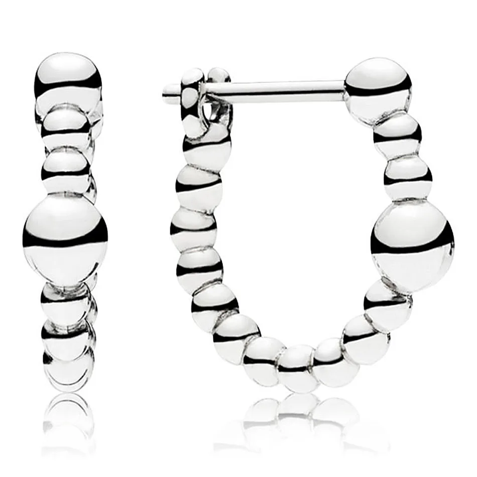 

New 925 Sterling Silver Earring Women String Of Silver Beads Stud Earrings For Women Wedding Gift Pandora Jewelry