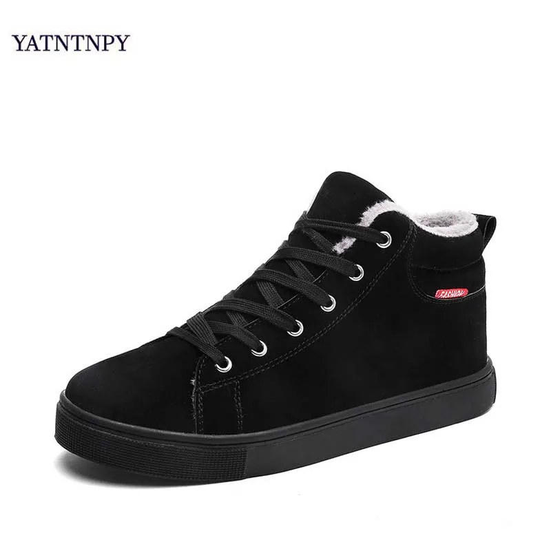 

YATNTNPY Men Winter Boots Male Snow Ankle Waterproof Warm Fur Casual Boot Shoes Short Boot for man ,Slip-on Fur Inside Warm Win