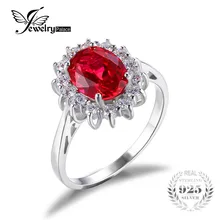 Jewelrypalace princesa diana william kate middleton 3.2ct creado rojo rubí 925 anillo de plata anillo de compromiso anillo de bodas
