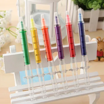 

6Pcs/Pack New Novelty Nurse Needle Tubing Syringe Highlighter Marker Writer Pen Office School Award Kids Gift H0162
