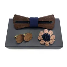 Деревянный лук галстук набор Мужская деревянная брошь и деревянные Запонки мужские свадебные костюмы бабочка-бабочка форма Bowknots Gravatas узкий галстук