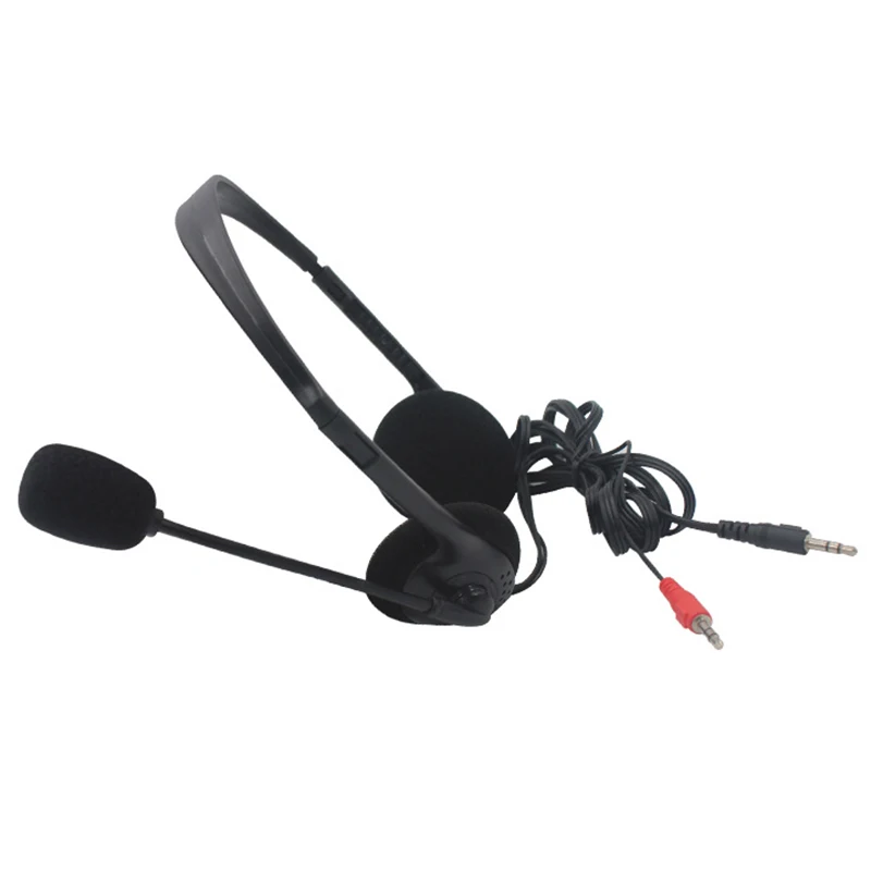 Черный 3,5 мм микрофон Регулируемый оголовье Проводная стереогарнитура шумоподавление наушники для компьютера ноутбука рабочего стола