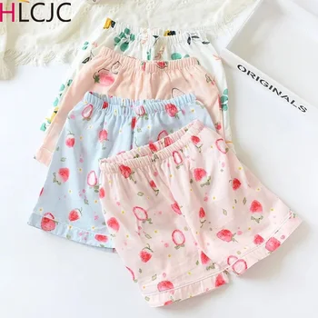 

Sweet Strawberry Mango Short Sleep Bottoms Women Fresh Soft 100% Cotton Home Shorts Sleep Pants Casual Shorts For Women