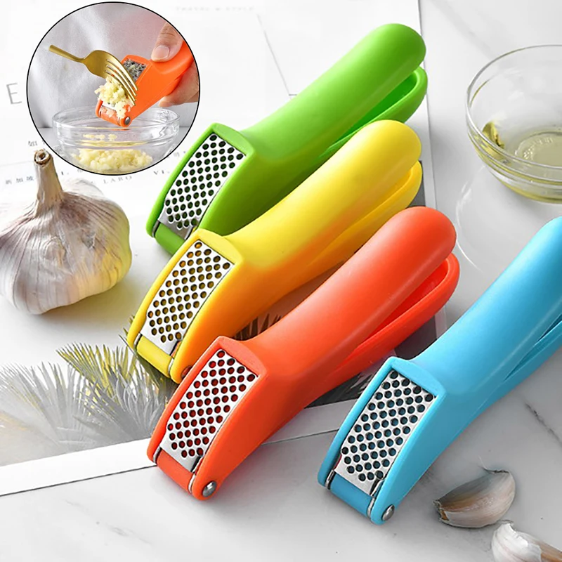 Plastic Handle Garlic Press Crusher Ginger Garlic Grinding Kitchen Accessories Vegetable Garlic Squeezer Masher Cooking Tool