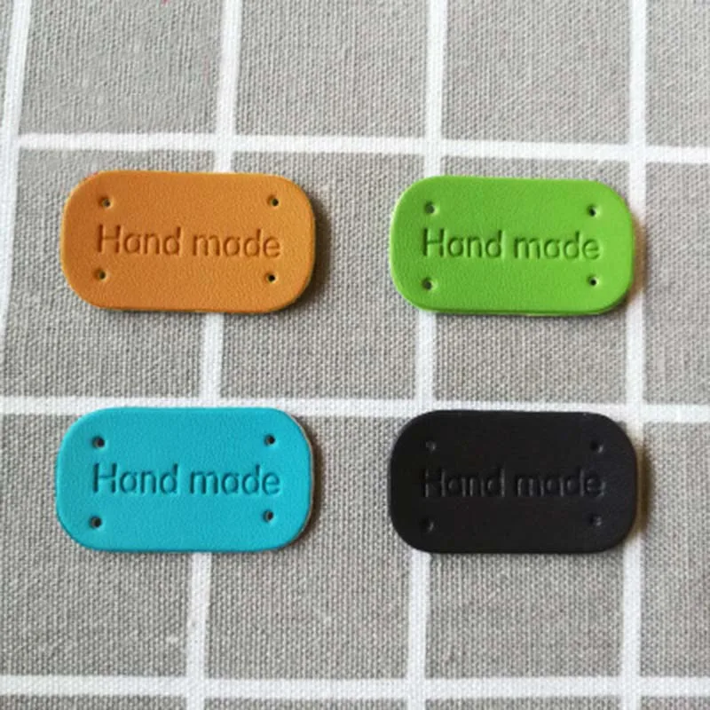 DoreenBeads 20PCs Handmade PU Leather Sewing Garment Labels Household Textile Tags Patchwork Apparel Accessories 2x3.8cm |
