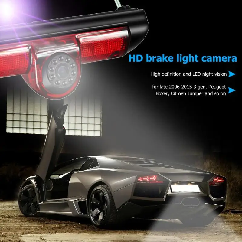 Автомобильный 3-й тормозной светильник камера заднего вида IP68 Водонепроницаемый светодиодный камера ночного видения высокой четкости для Citroen Jumper Fiat Ducato
