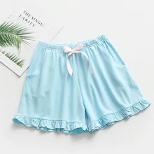 Летние женские тонкие хлопковые домашние штаны для сна, удобные шорты с принтом дикого банта